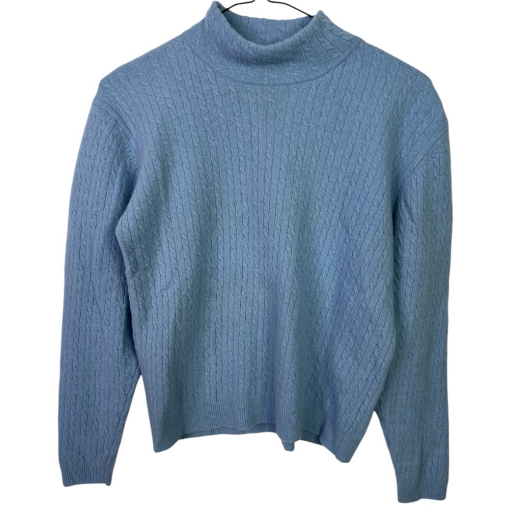 VINTAGE PENDLETON WOMEN’S BABY BLUE  WOOL MOCK TURTLE NECK SWEATER SZ M